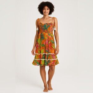 True Destination Boho Tropical Tassel Strap Dress – Size M